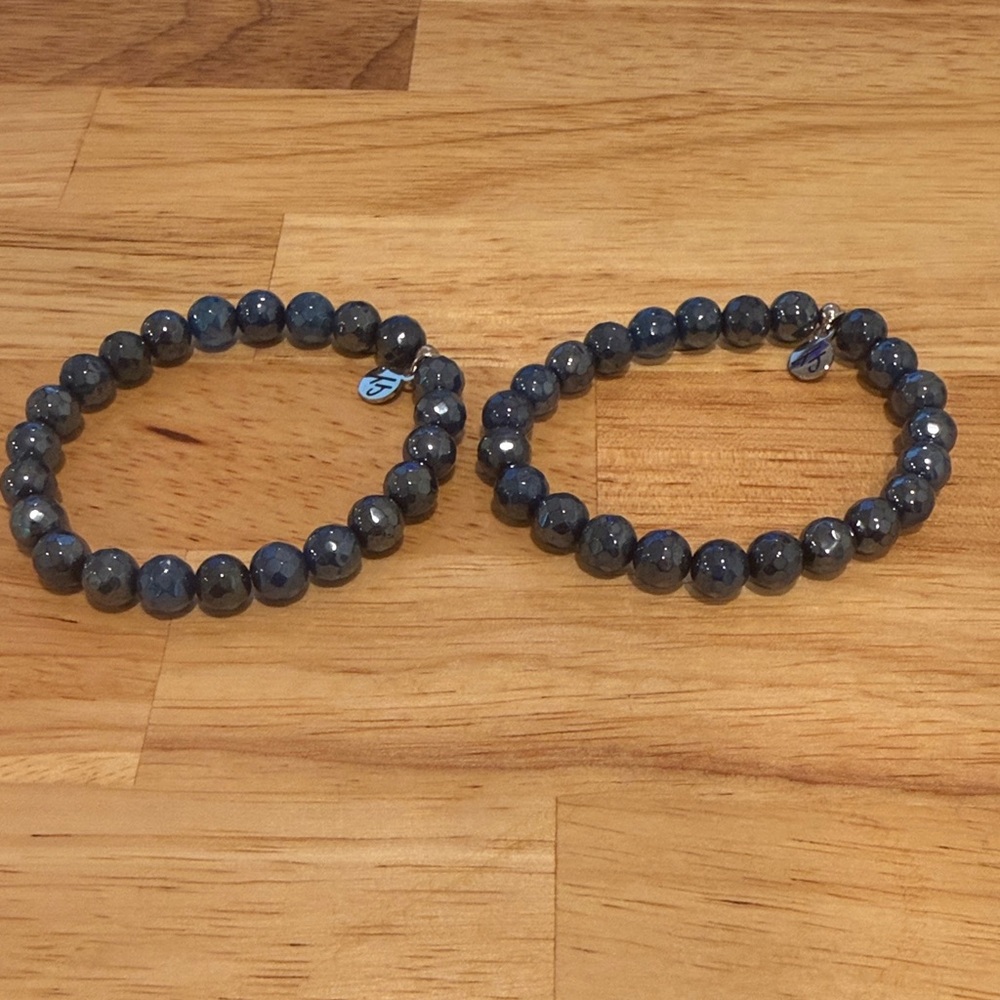 T. Jazelle Blue Agate Gemstone Bracelets (2)